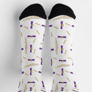 Calcetines Grado de año de la clase de Diploma de Purple Feli