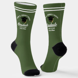 Calcetines Graduación personalizada de graduado verde del ejé