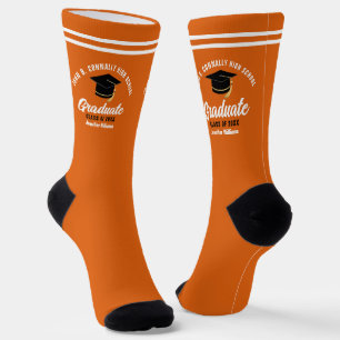 Calcetines Graduación Personalizada Naranja Blanco 2026