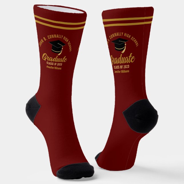 Calcetines Graduado de oro maroon personalizado 2025 (Angular)