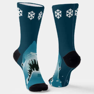 Calcetines Gran copo de nieve azul tiburón blanco para los na