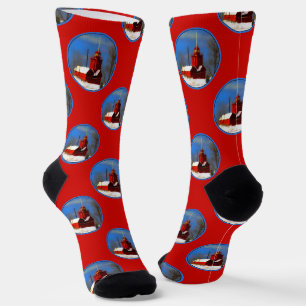 Calcetines Gran Faro Rojo Pintura Holanda Arte Original