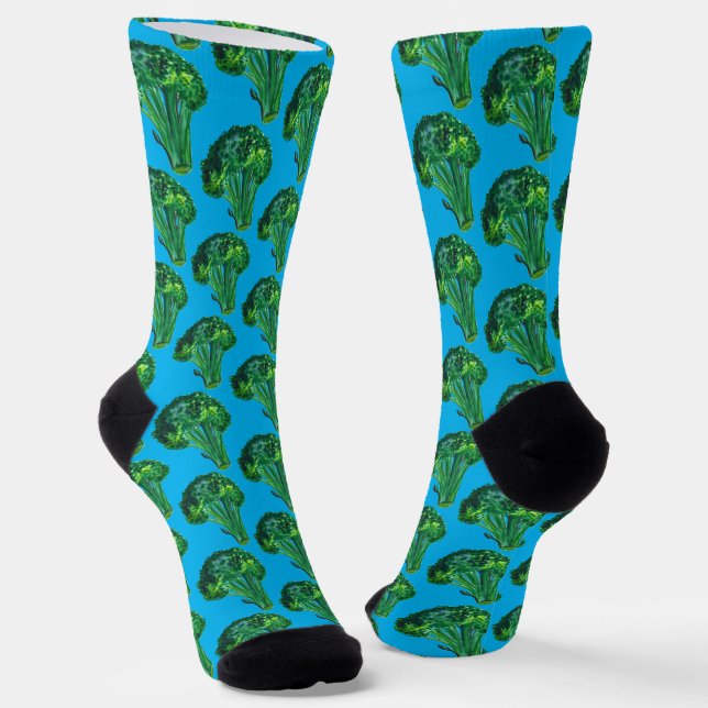Calcetines Gran Hermoso Broccoli Divertido acuarela Azul bril (Angular)