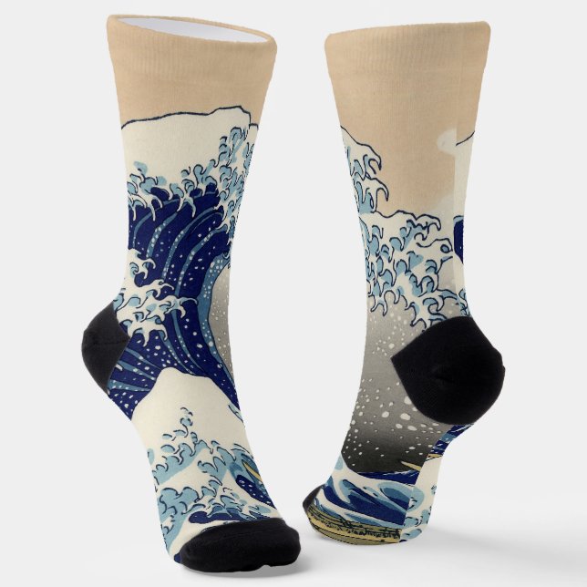 Calcetines Gran ola de pintura japonesa Kanagawa (Angular)
