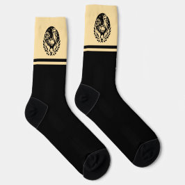 Calcetines Granja Elegante Chic Gallos Raya Negra Amarilla