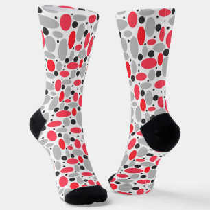 Calcetines granos y guisantes de color gris rojo retro