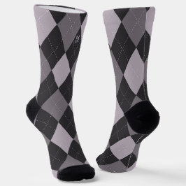 Calcetines Gray Argyle Monograma Inicial