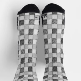 Calcetines Gray Gingham Heart Socks