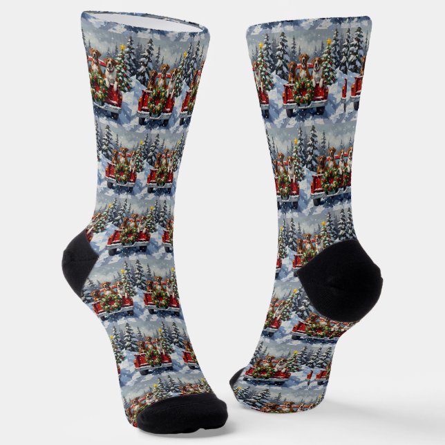 Calcetines Great Dane Christmas Red Truck Holiday (Angular)