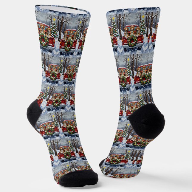 Calcetines Greater Swiss Mountain Dog Christmas Red Truck (Angular)