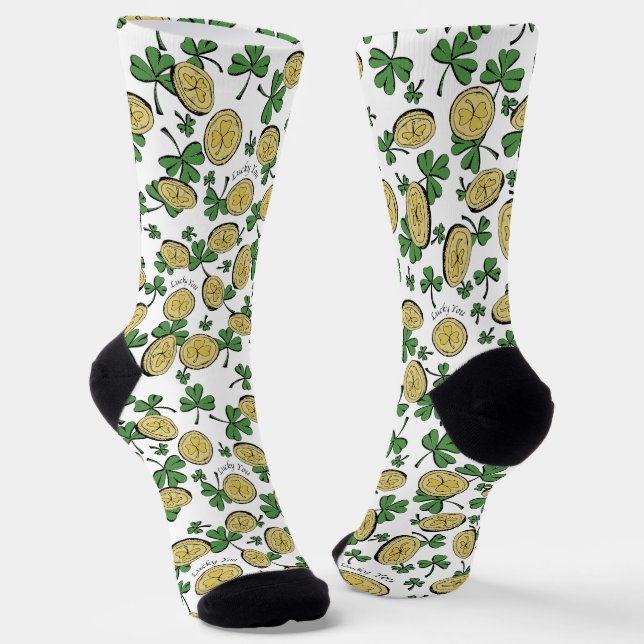 Calcetines Green and Gold St Patrick's Lucky You Shamrock (Angular)
