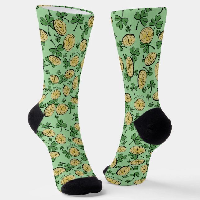 Calcetines Green and Gold St Patrick's Lucky You Shamrock (Angular)