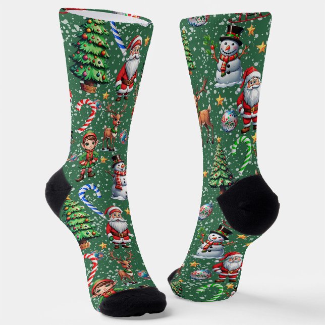 Calcetines Green Background Christmas Decorative Pattern (Subido por el creador)