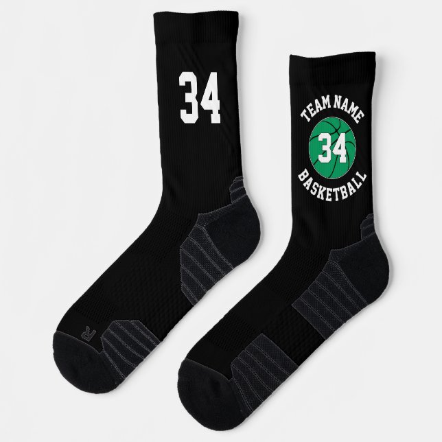 Calcetines Green Basketball Player Team Name and Number (Izquierda)