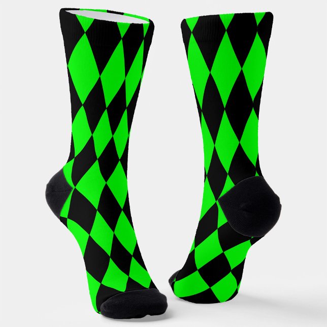 Calcetines Green Black Harlequin Diamonds Checkers Design  (Subido por el creador)