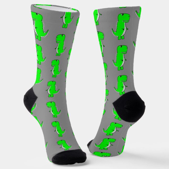 Calcetines Green Cute Dino Gray (Angular)
