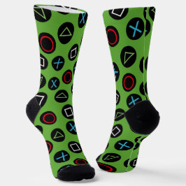 Calcetines Green Gamer Console Buttons Socks Gaming
