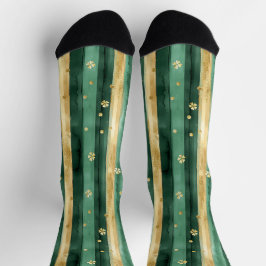 Calcetines Green Gold Shamrock St. Patrick's Day Stripes