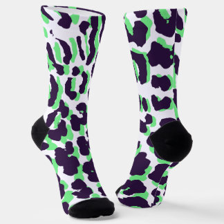 Calcetines Green Leopard Print Sustainable Premium Crew Socks