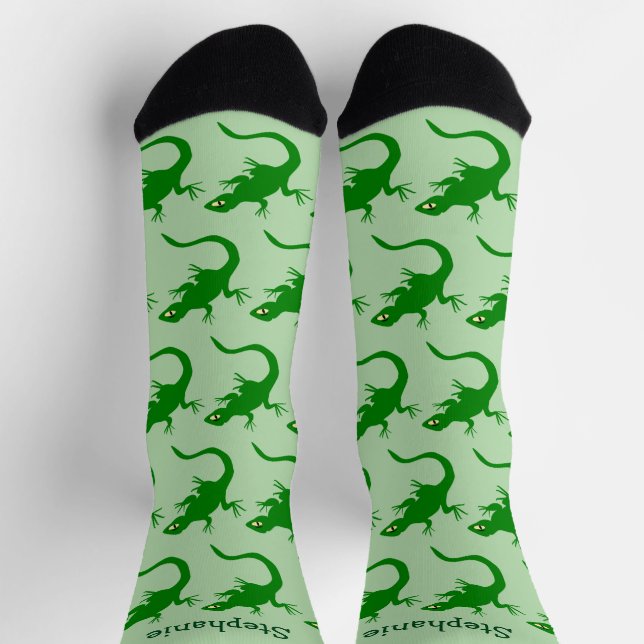 Calcetines Green Lizard Design Personalised (Arriba)