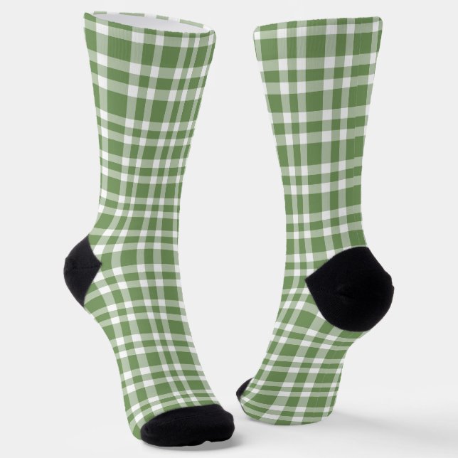Calcetines Green White Plaid Pattern (Angular)