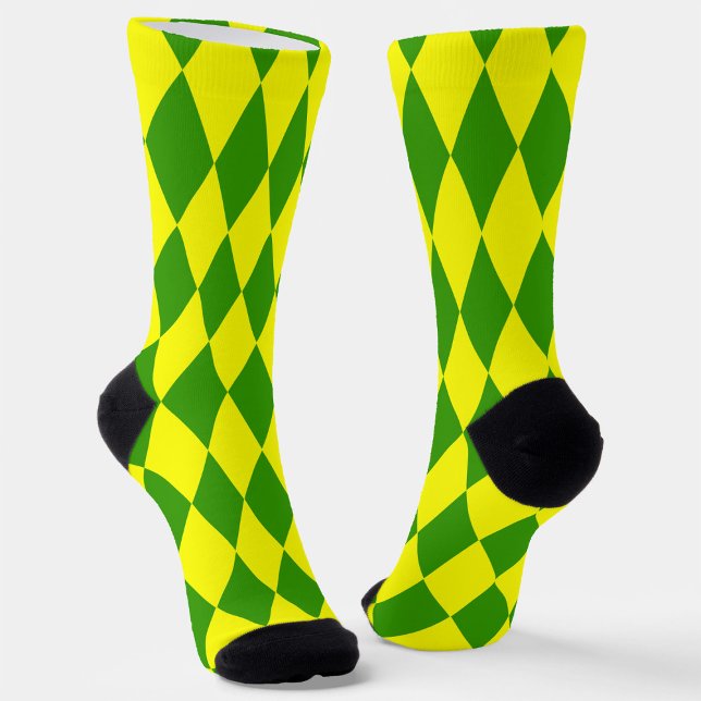 Calcetines Green Yellow Harlequin Checkered Design  (Subido por el creador)