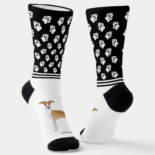Calcetines Greyhound Italiano Amanecer Y Blanco Con Nombre Y  (Angular)