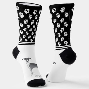 Calcetines Greyhound Italiano Azul Y Blanco Con Nombre Y Past