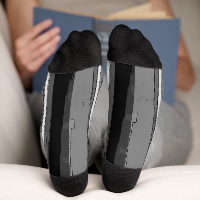 Calcetines Greyscale Abstract B&W Art  (Abajo)