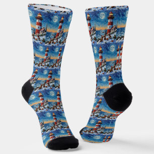 Calcetines Grifón de caza de pelo duro Navidad Faro