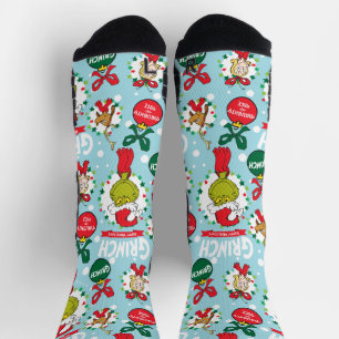 Calcetines Grinch Feliz Grinchmas Patrón Azul