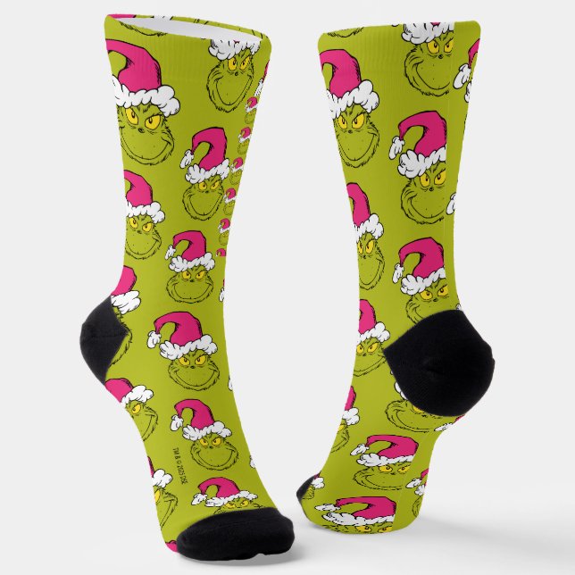 Calcetines Grinch in Pink Santa Hat (Angular)