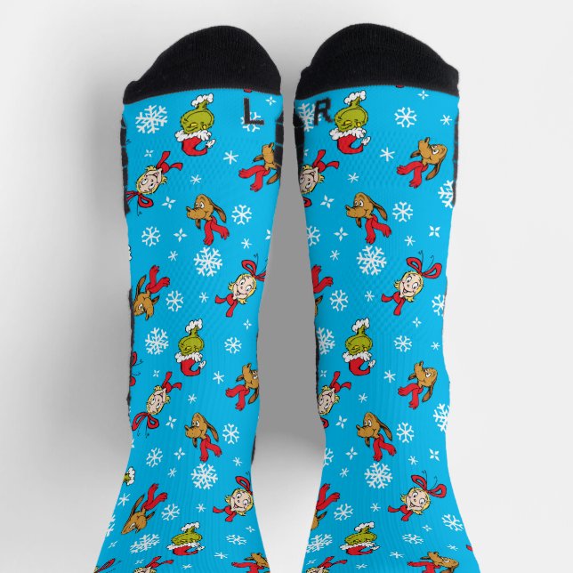 Calcetines Grinch, Max & Cindy-Lou Que Snowfalse Pattern (Arriba)