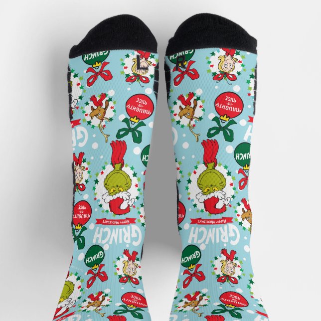 Calcetines Grinch Merry Grinchmas Blue Pattern (Arriba)