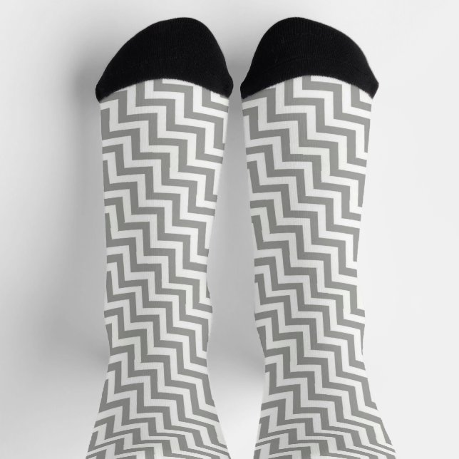 Calcetines Gris Blancos de Chevron (Arriba)