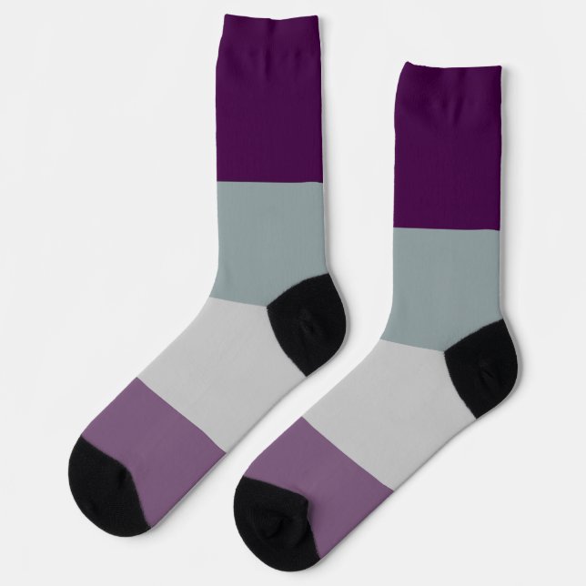 Calcetines Gris gris arco iris asexual rayado morado LGBT (Izquierda)