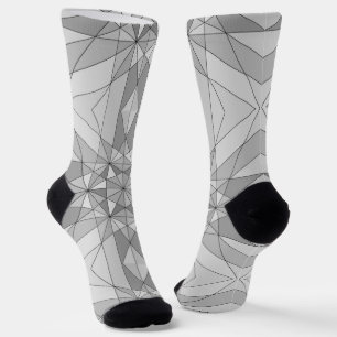 Calcetines Gris negro blanco Mosaico Triángulo Patrón retro