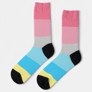 Calcetines Gris rosa gris rosa amarillo rojo rayado LGBT