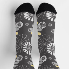Calcetines Gris y Amarillo Floral de Moda