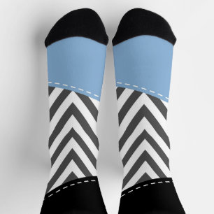Calcetines Gris Zigzag, Gris Chevron, Zigzag Pattern, Azul