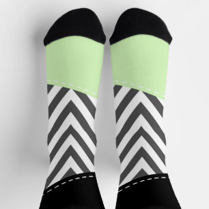 Calcetines Gris Zigzag, Gris Chevron, Zigzag Pattern, Mint