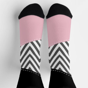 Calcetines Gris Zigzag, Gris Chevron, Zigzag Pattern, Rosa