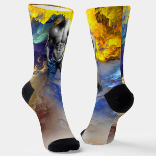 Calcetines Grito de la figura muscular de hombre en escala de