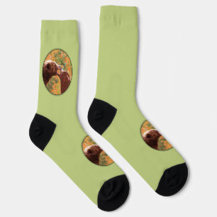 Calcetines Grizzly Bear Mom y Cub Pintando Arte de Vida Silve