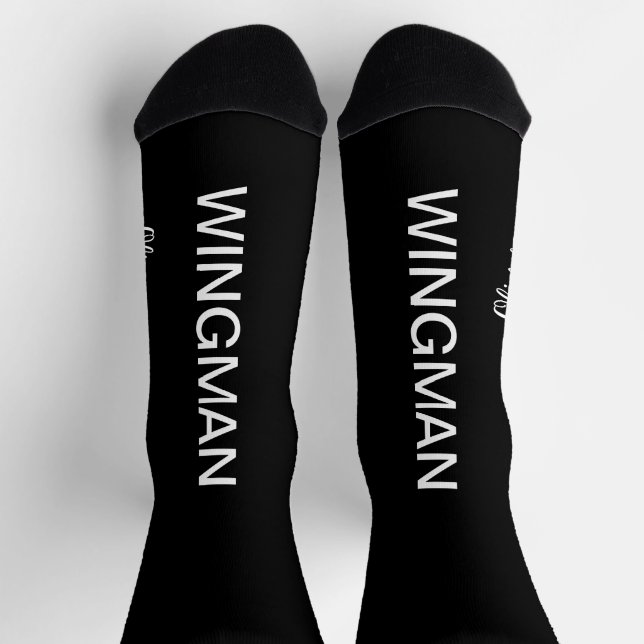 Calcetines Groomsman Wingman Gift Black (Arriba)