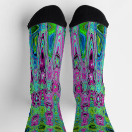 Calcetines Groovic rosa caliente y azul Groovy Abstract Ondas
