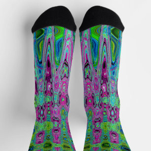 Calcetines Groovic rosa caliente y azul Groovy Abstract Ondas