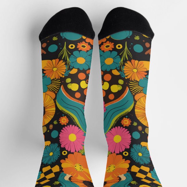 Calcetines Groovy 70s Vibes Retro Pattern (Arriba)