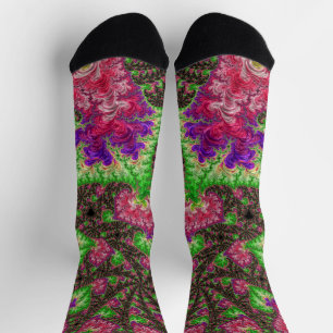 Calcetines Groovy Boho Hippie Funky Espiral arte fractal