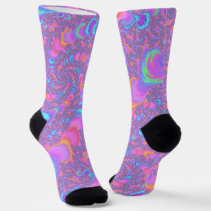 Calcetines Groovy Colorido Fluorescente Trippy Espiral Fracta
